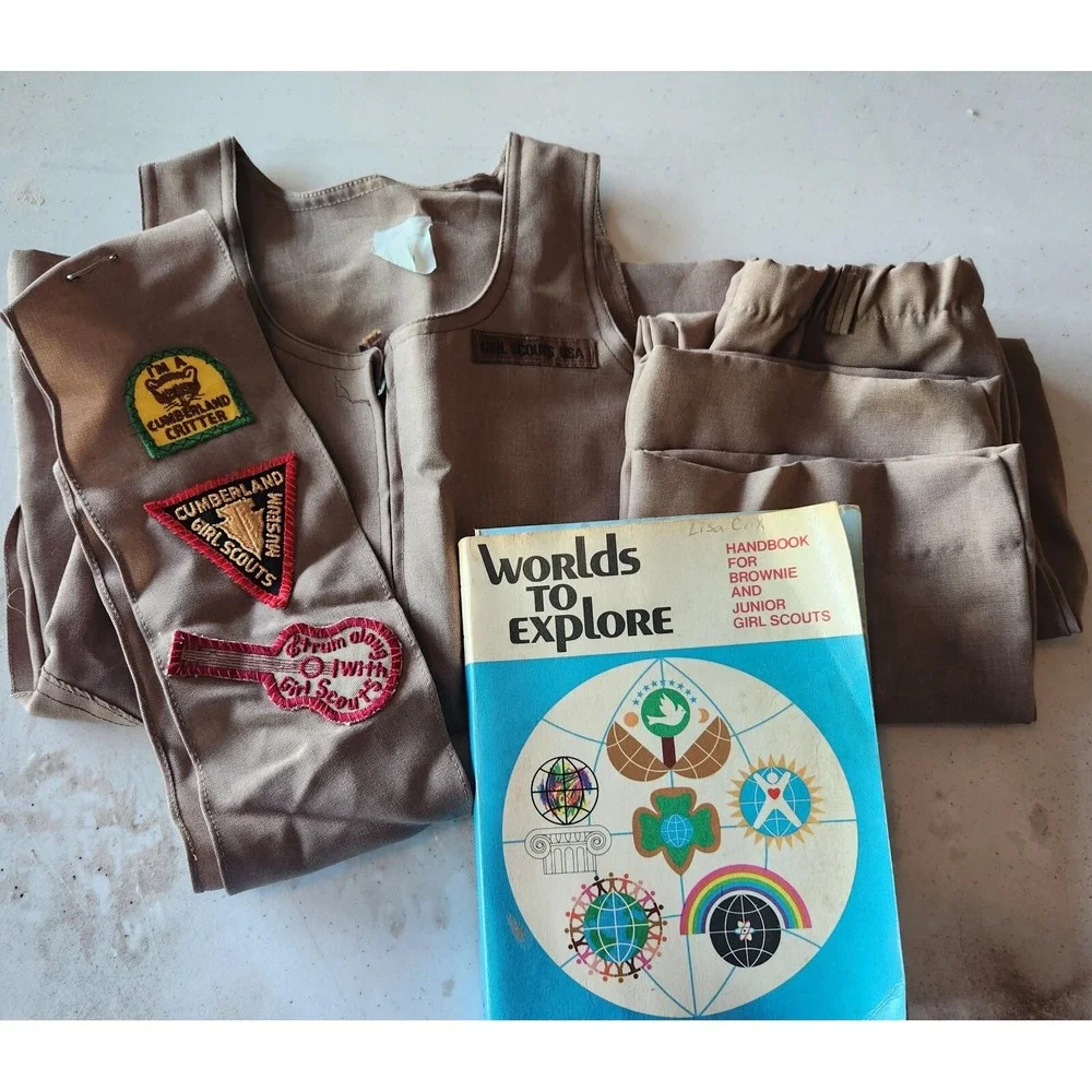 Vintage Girl‎ Scout Brownie Uniform Dress Pants Size 6 And Book
